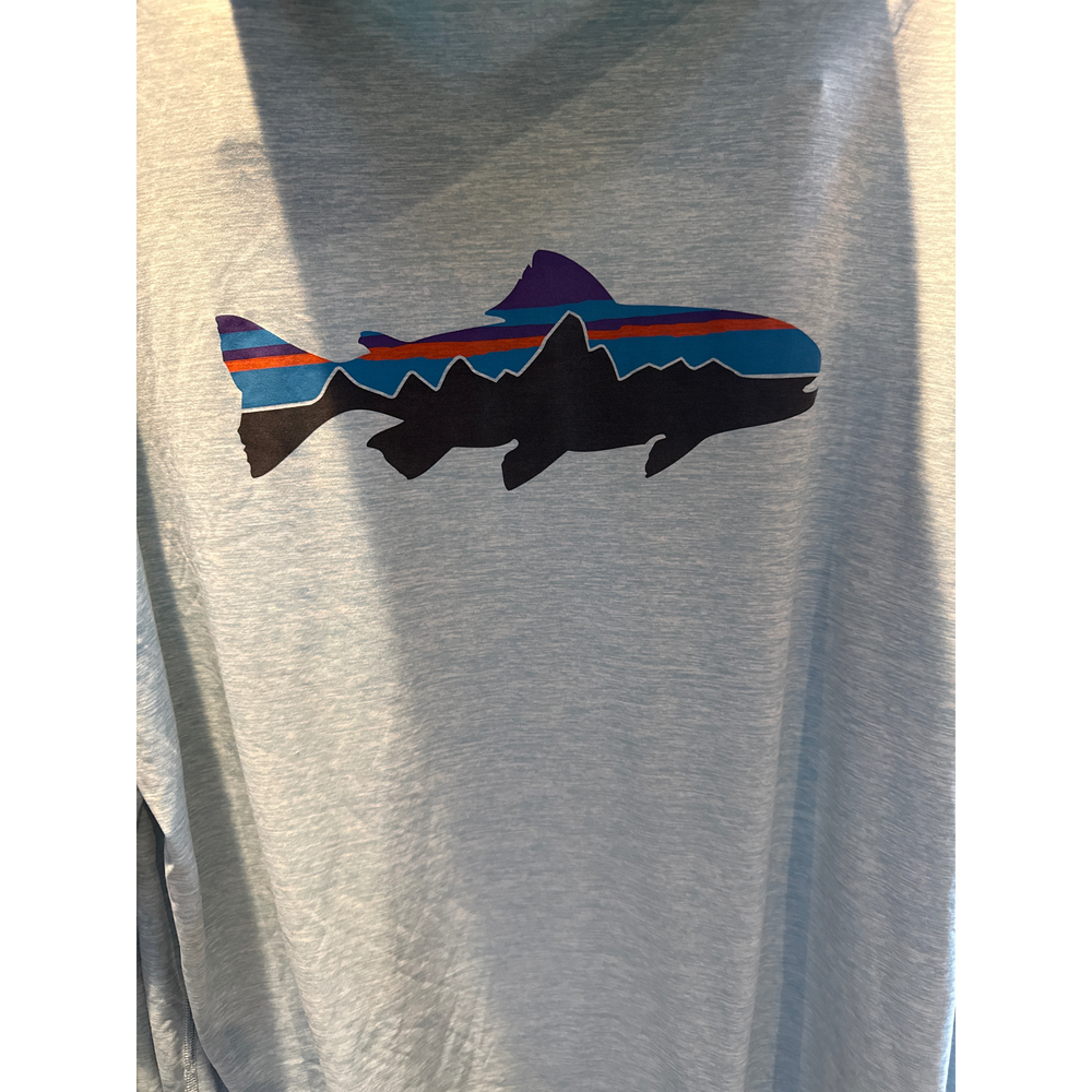 Patagonia Light Blue Long Sleeve Hooded Shirt - Picture 5 of 5